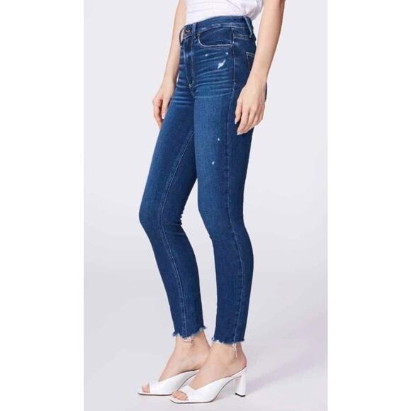 Paige Margot Ankle Jean With Torn Hem in Acoustic Distressed - Picture 6 of 12